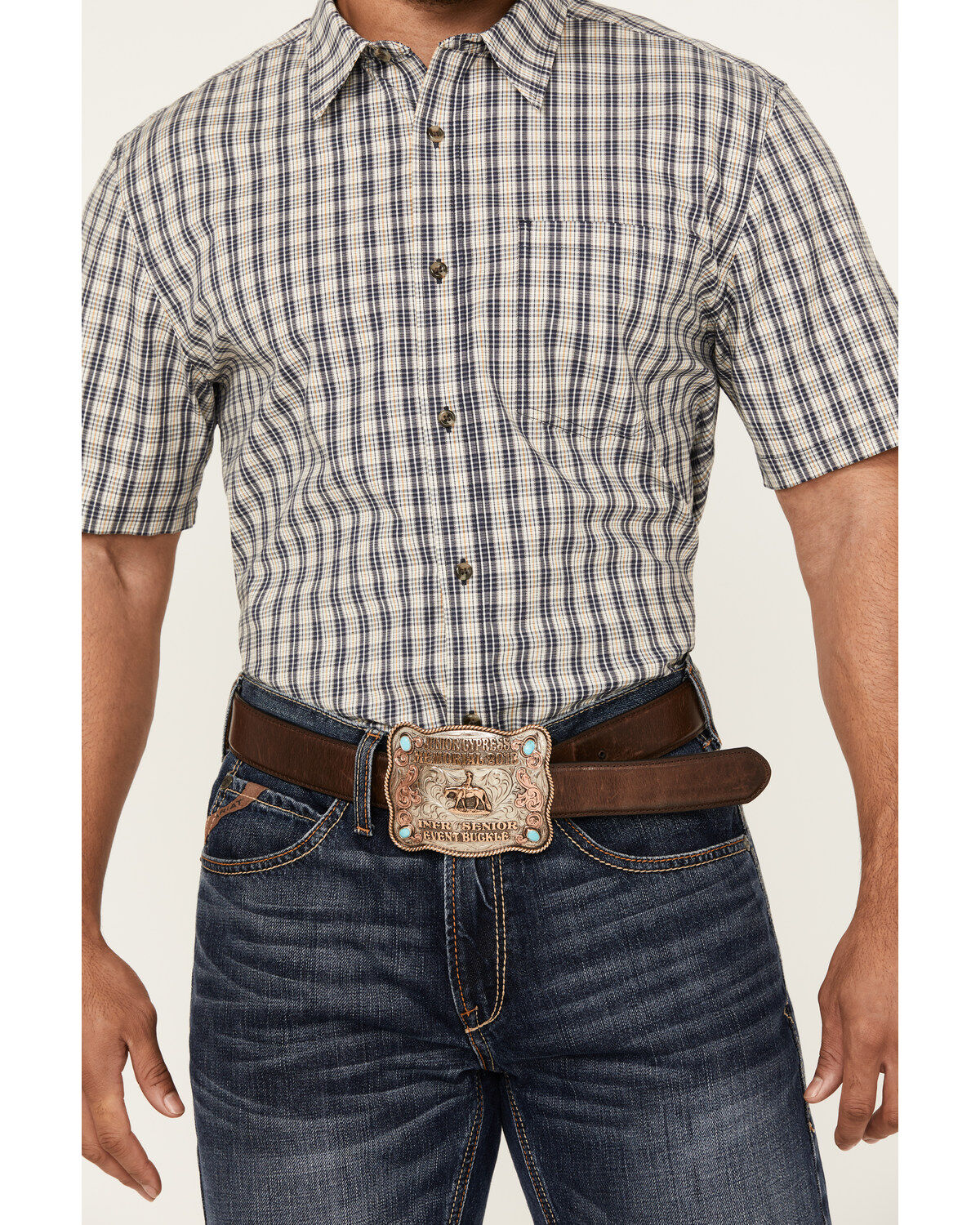 Product Name:  Cody James Men's Plaid Print Short Sleeve Button-Down Stretch Western Shirt