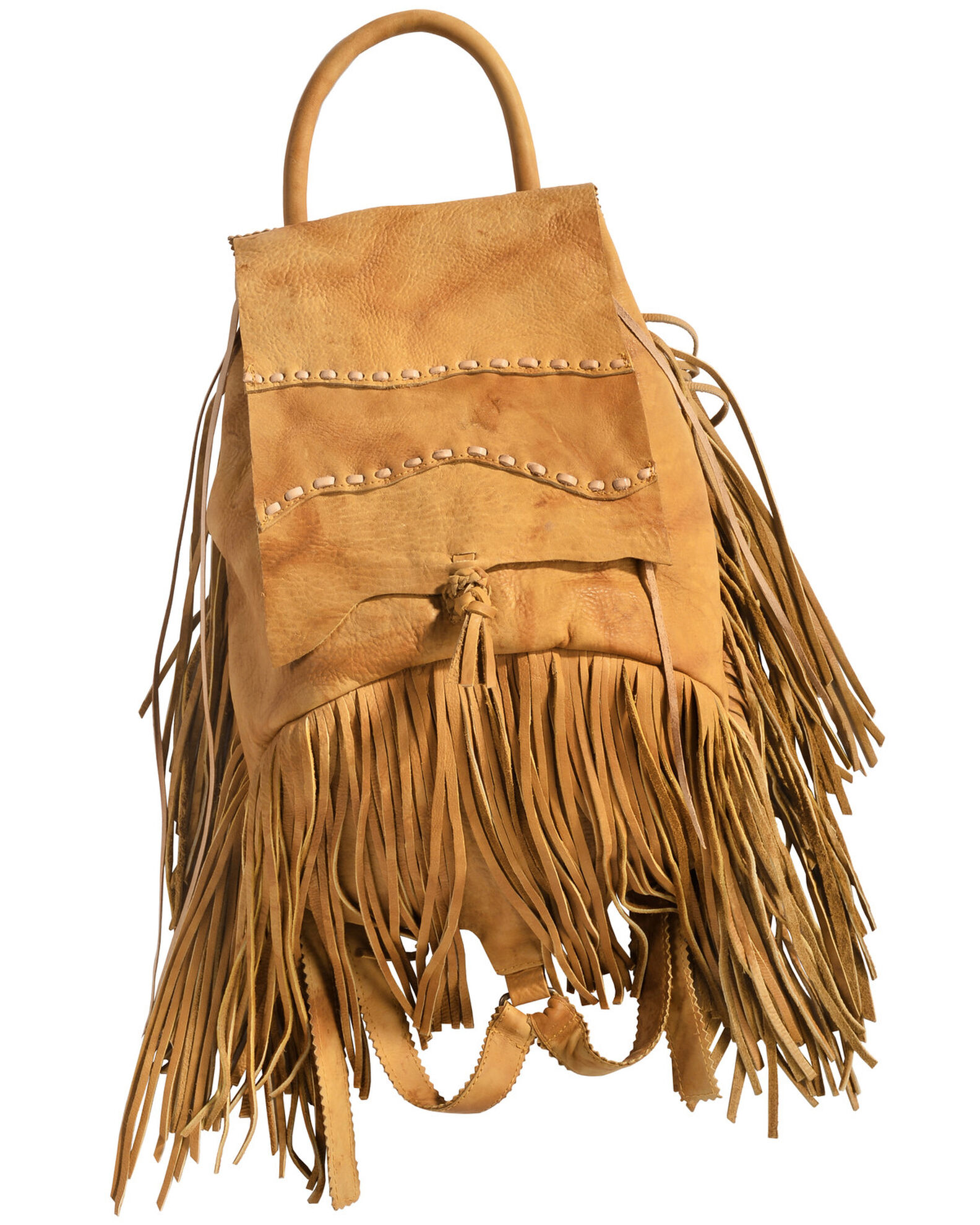 Image #1 - Kobler Leather Women's Rucksack Fringed Backpack, Khaki, hi-res