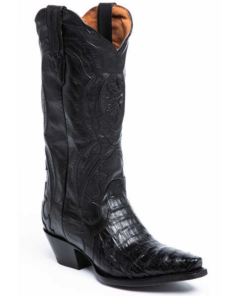 Image #1 - Dan Post Women's Black Caiman Belly Western Boots - Snip Toe, , hi-res