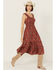 Image #1 - Rock & Roll Denim Women's Sleeveless Floral Print Midi Dress , Chocolate, hi-res