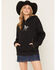 Image #2 - Cleo + Wolf Women's Whip Stitch Graphic Hoodie, Black, hi-res