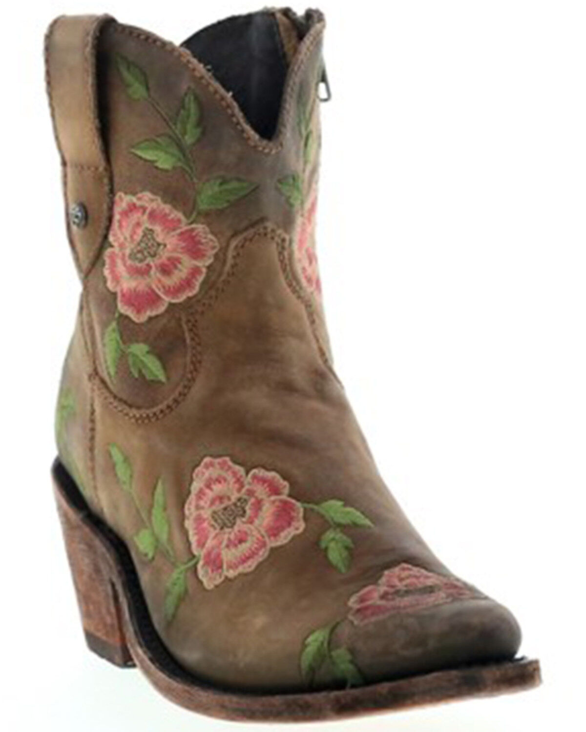 Image #1 - Caborca Silver by Liberty Black Women's Embroidered Floral Western Booties - Round Toe, Tan, hi-res