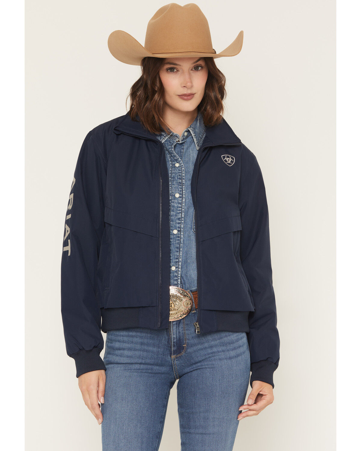 Image #1 - Ariat Women's Stable 2.0 Zip-Up Jacket, Navy, hi-res