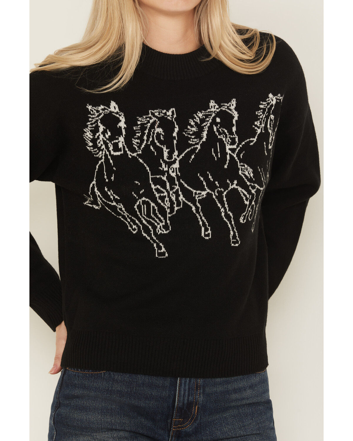 Image #3 - Wrangler Retro Women's Horse Crewneck Sweater, Black, hi-res
