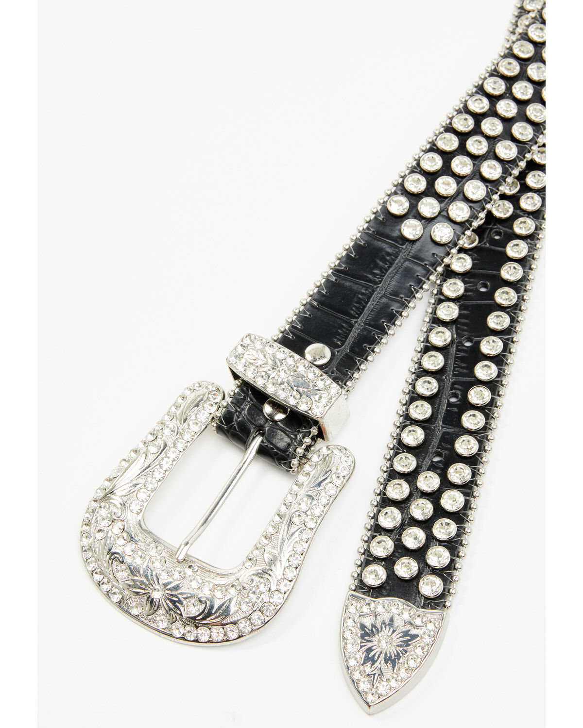 Image #3 - Shyanne Women's Rhinestone Studded Leather Belt, Black, hi-res