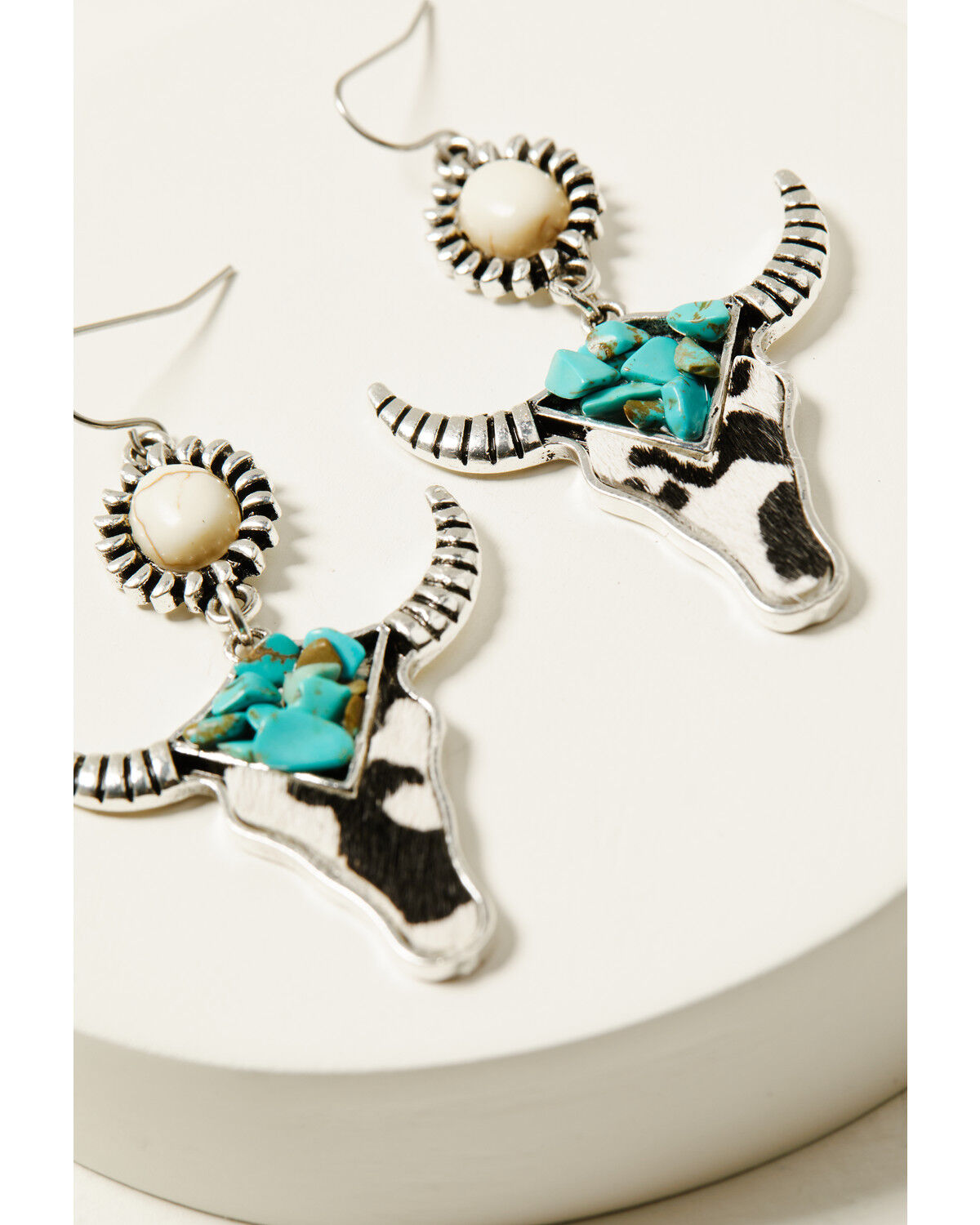 Image #2 - Shyanne Women's Steer Head Earrings, Turquoise, hi-res