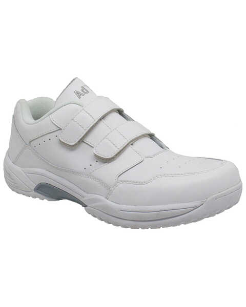 Image #1 - Ad Tec Men's Athletic White Adjustable Strap Uniform Work Shoes - Round Toe, White, hi-res