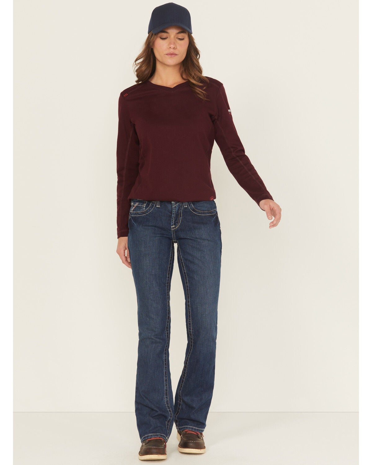 Ariat Women's Mid Rise Flame Resistant Boot Cut Jeans, Denim, hi-res