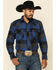 Image #1 - Resistol Men's Montreal Large Plaid Long Sleeve Western Shirt, Blue, hi-res