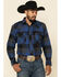 Image #1 - Resistol Men's Montreal Large Plaid Long Sleeve Western Shirt , Blue, hi-res