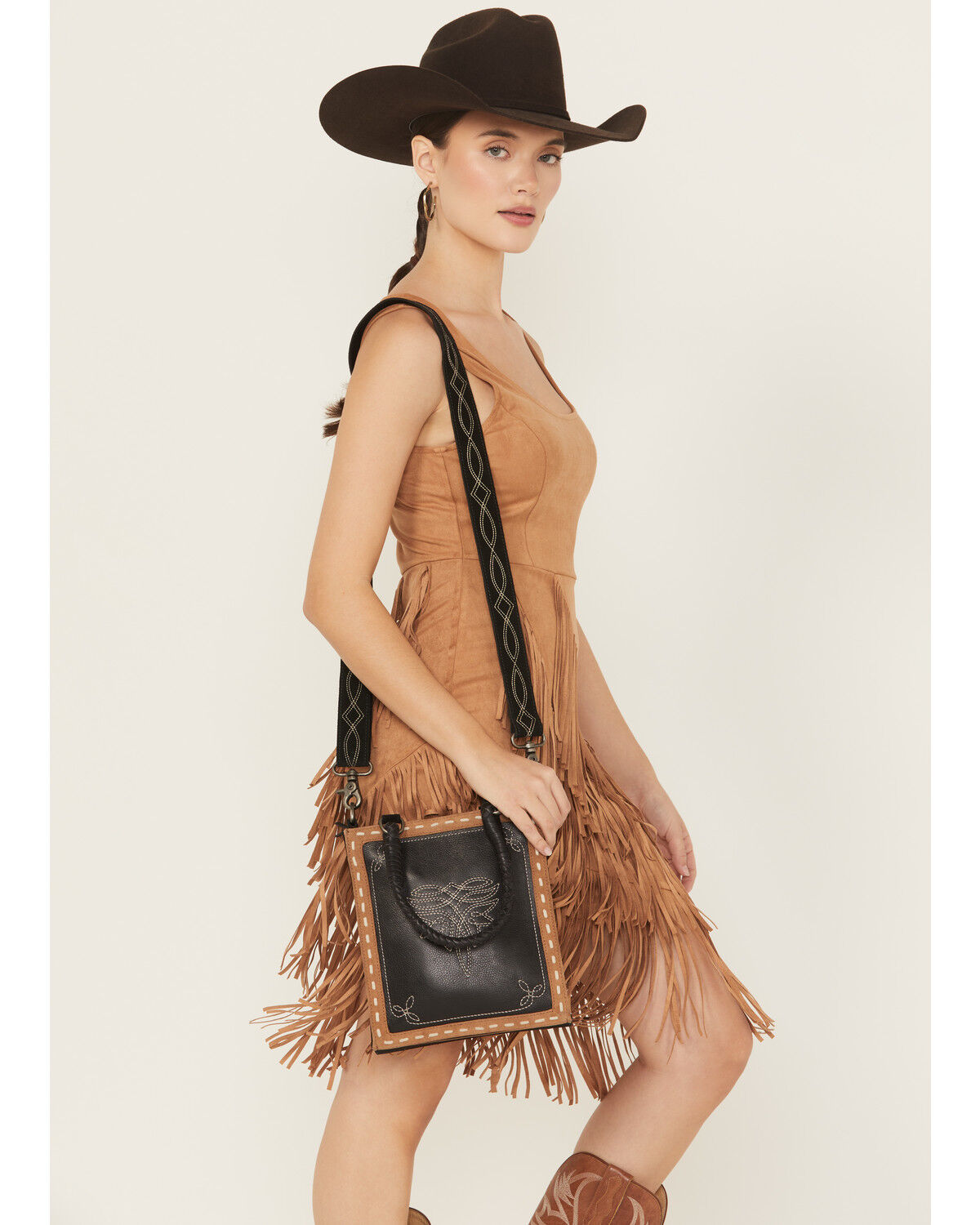 Image #1 - Idyllwind Women's Elaine Boot Stitch Crossbody Bag, Black, hi-res