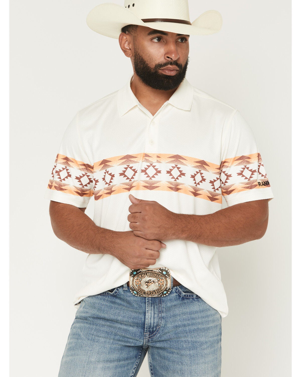 RANK 45® Men's Josey Southwestern Border Short Sleeve Button-Down