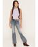 Image #3 - Shyanne Girls' Shay Medium Wash Southwestern Pocket Bootcut Stretch Denim Jeans, Medium Wash, hi-res