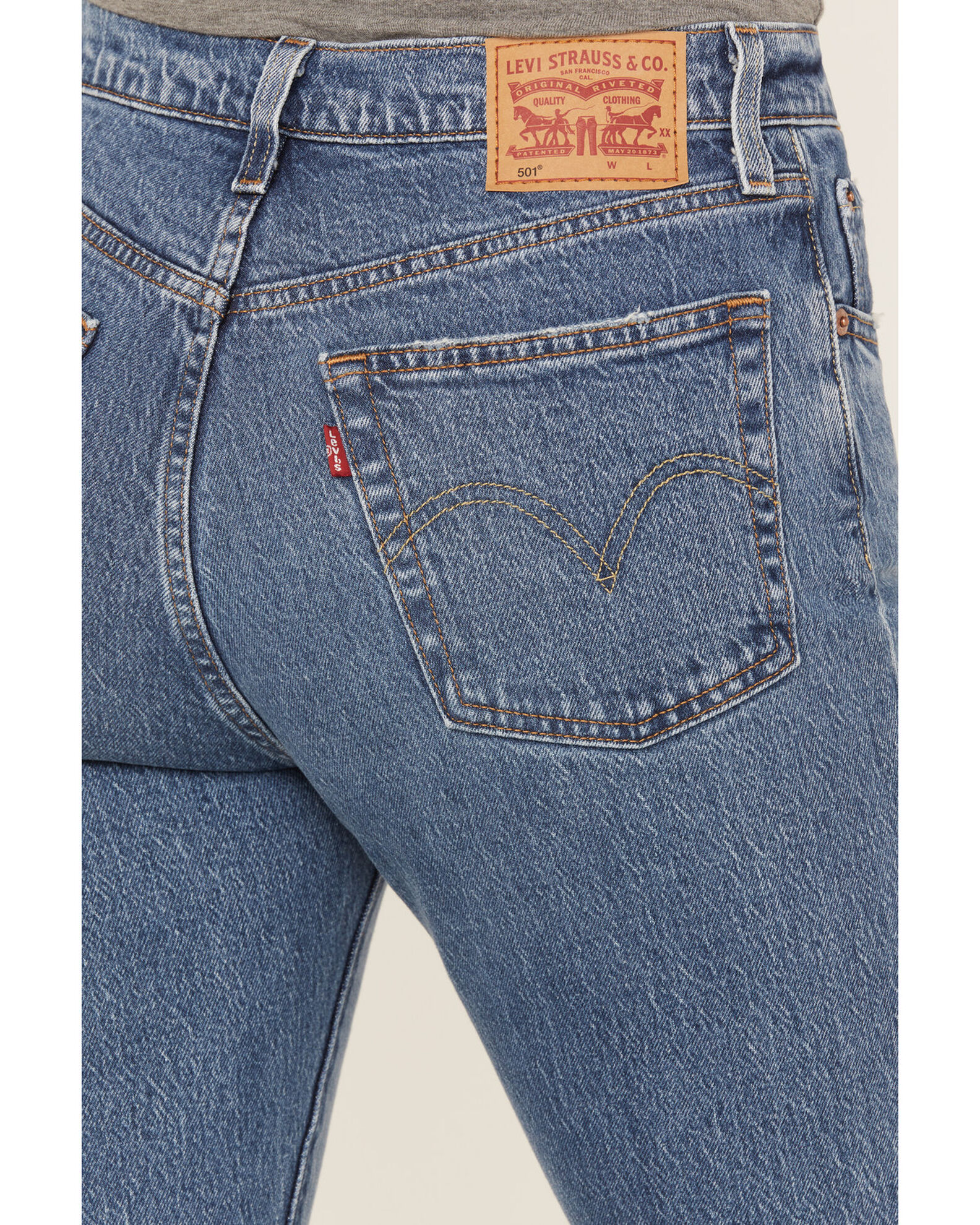 Image #4 - Levi's Women's Medium Wash 501 Worn In Jeans, Medium Wash, hi-res