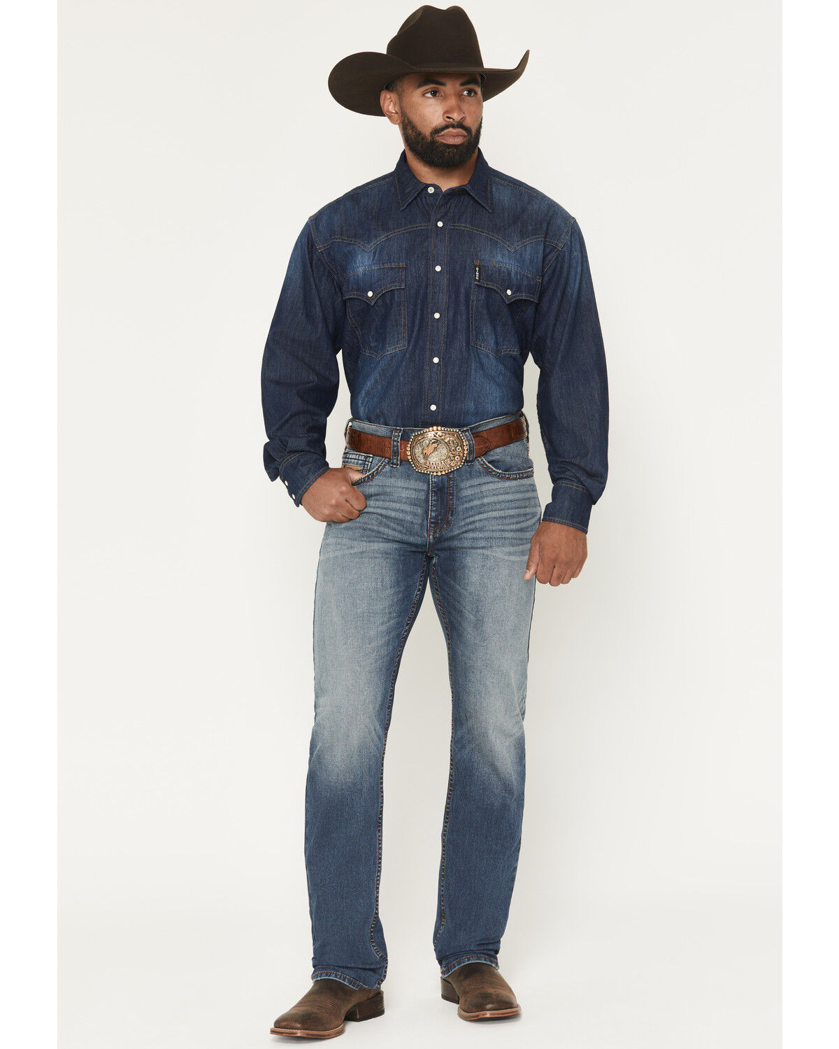 RANK 45® Men's Yuma Wash Ambush Slim Straight Stretch Denim Jeans