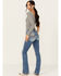 Image #1 - Miss Me Women's Light Wash Mid Rise Dreamcatcher Pocket Bootcut Stretch Denim Jeans, Light Wash, hi-res