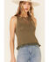 Very J Women's Tassel Trim Knit Sweater Tank Top, Olive, hi-res