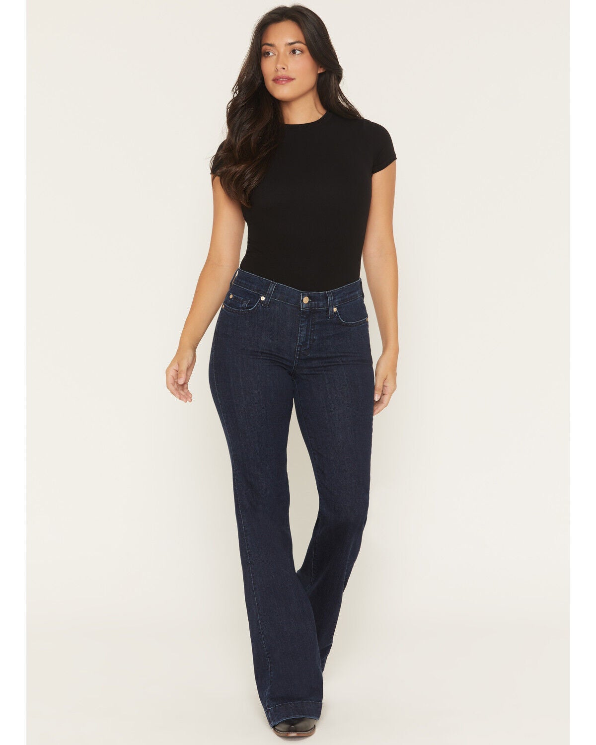 Image #3 - 7 For All Mankind Women's Dark Wash High Rise Slim Illusion Dojo Flare Stretch Denim Jeans, Dark Wash, hi-res