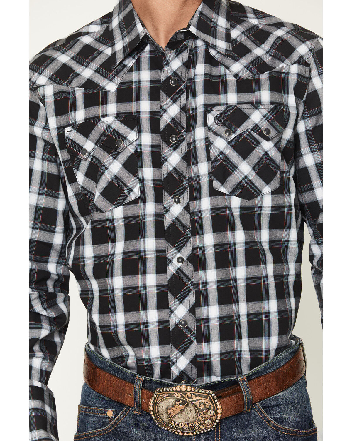 Wrangler Retro Men's Plaid Print Long Sleeve Snap Western Shirt