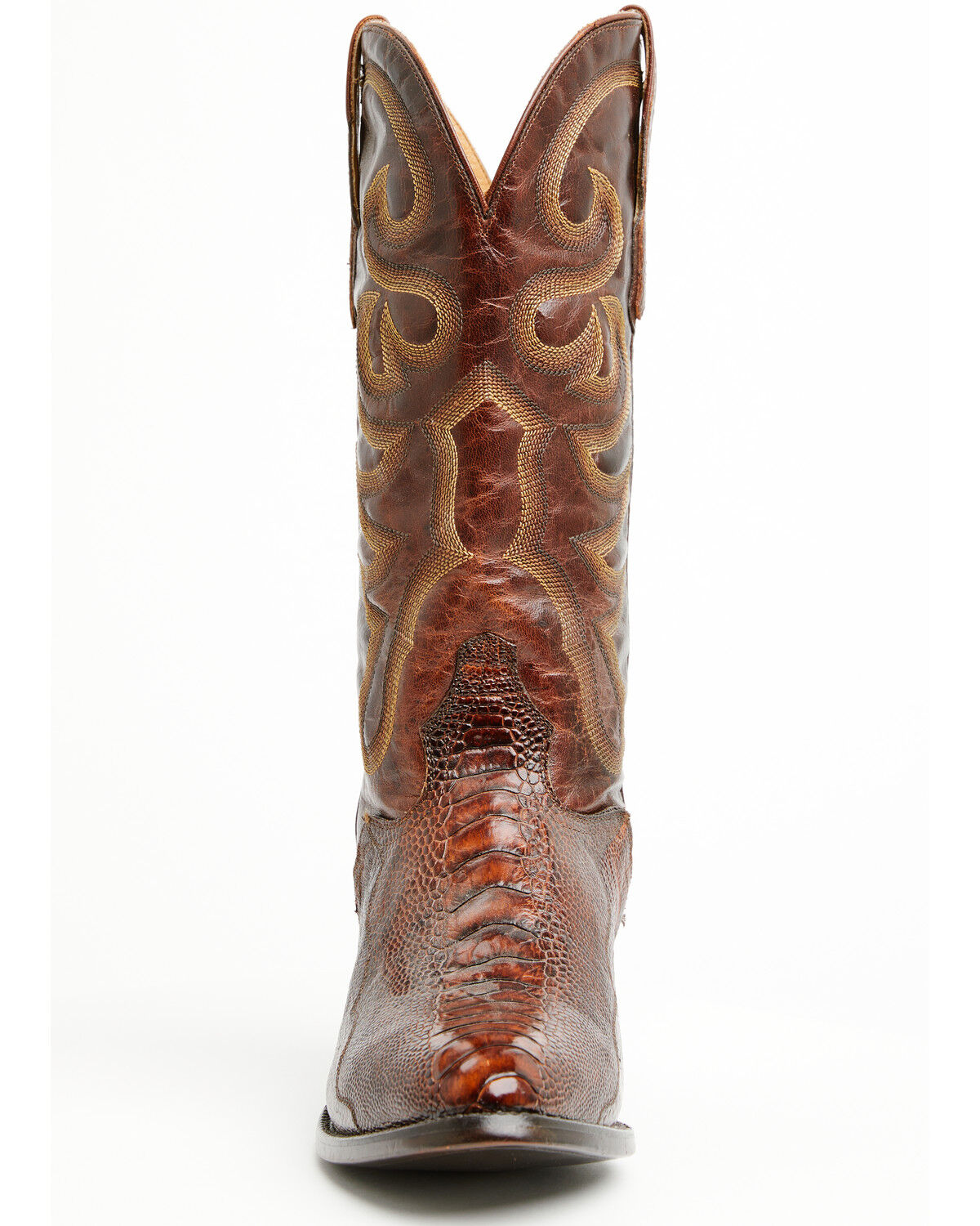 Image #4 - El Dorado Men's Ostrich Leg Brass Western Boots - Round Toe, Bronze, hi-res
