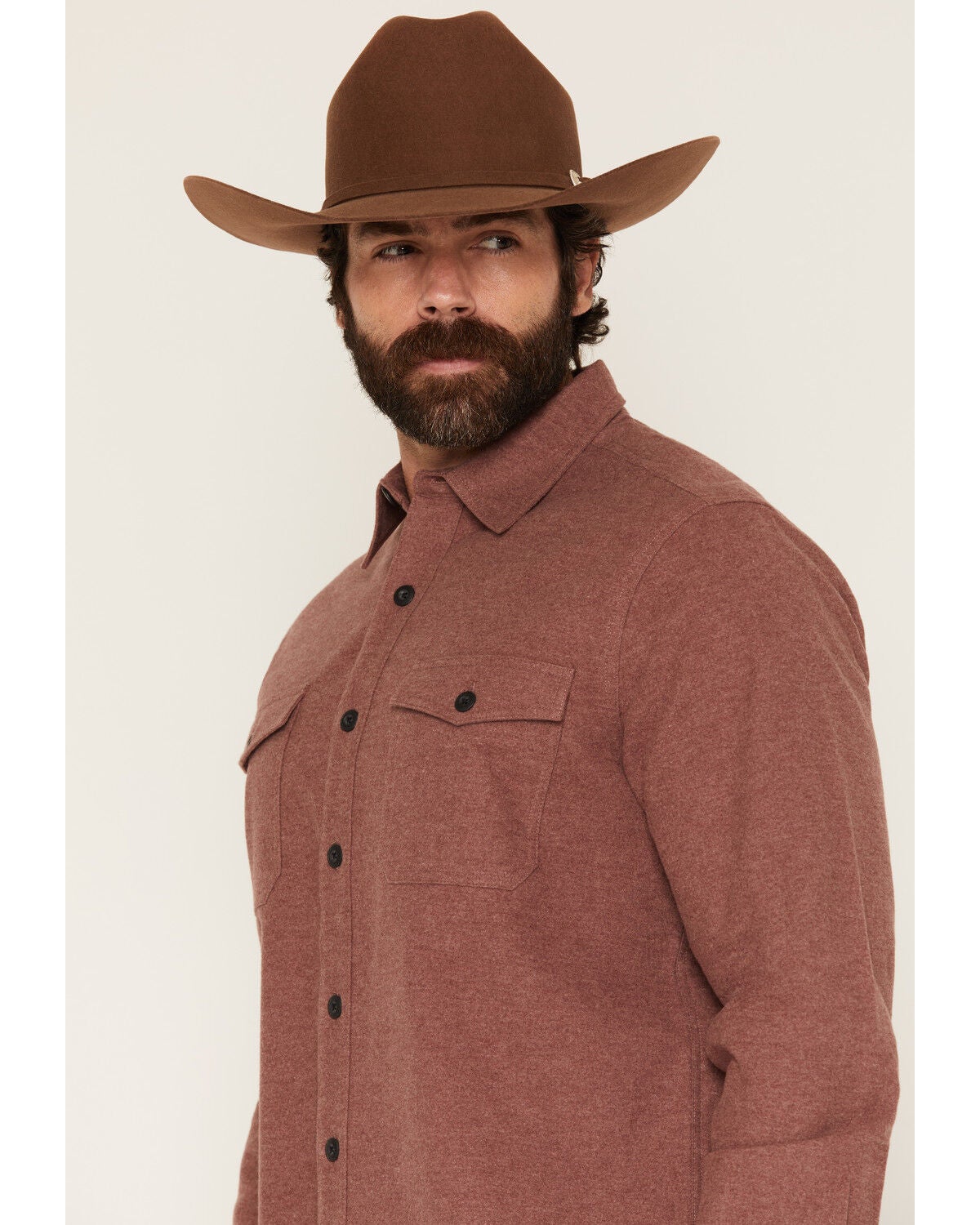 Image #2 - Dakota Grizzly Men's Major Solid Long Sleeve Button-Down Flannel Shirt, Rust Copper, hi-res