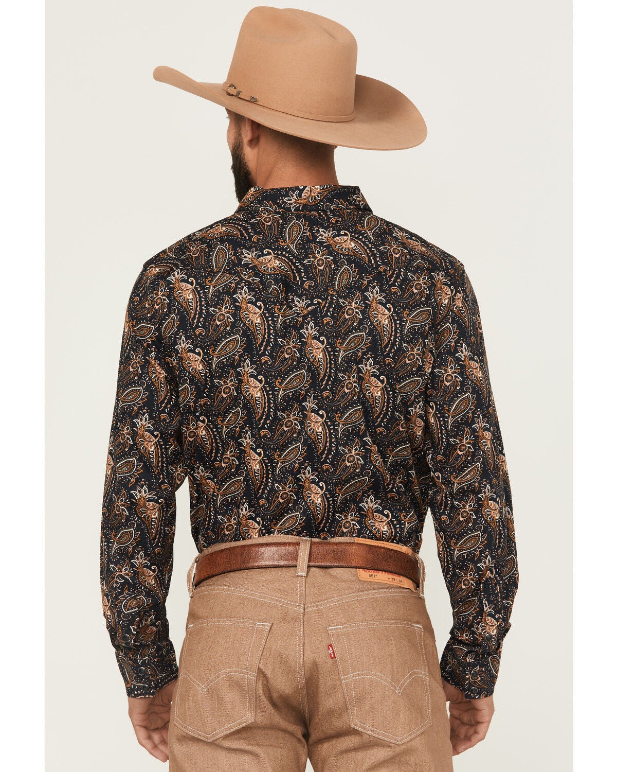Image #4 - Cody James Men's Desert Dapper Paisley Print Long Sleeve Snap Western Shirt - Big, Navy, hi-res