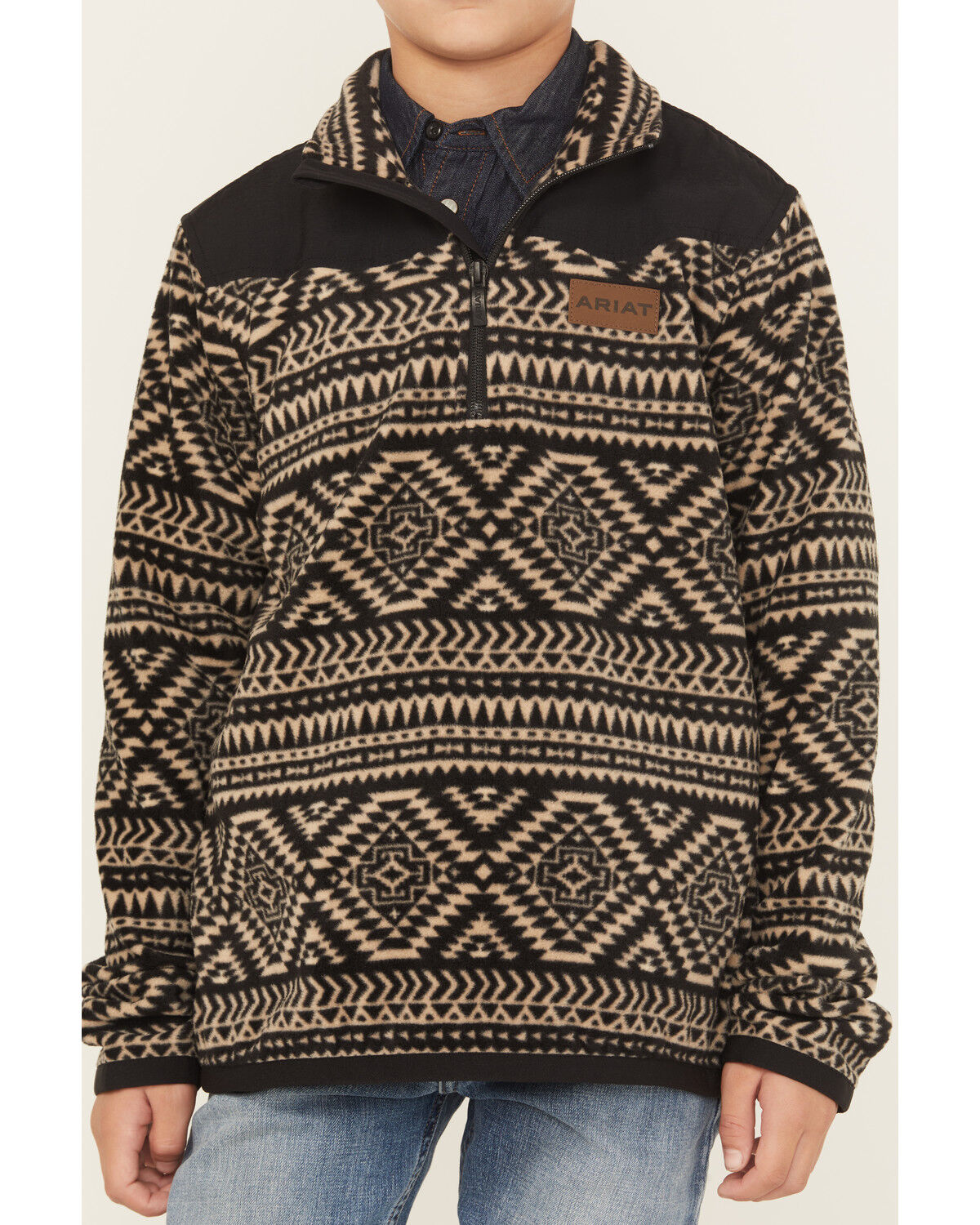 Image #3 - Ariat Boys' Diemond Basis 1/4 Zip Pullover, Black, hi-res