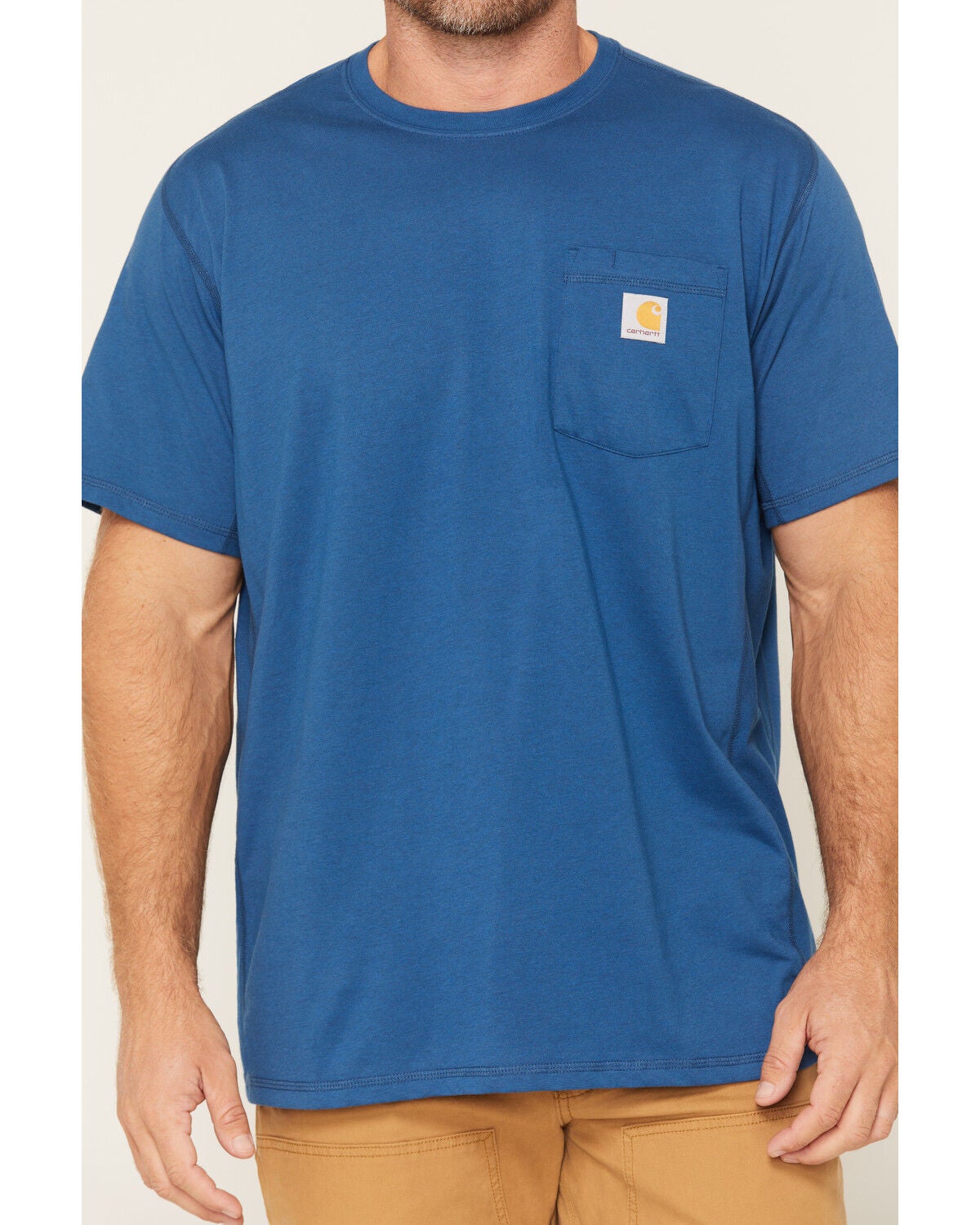 Image #3 - Carhartt Men's Delmont Force&reg; Short Sleeve T-Shirt, Light Blue, hi-res