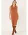 Cleo + Wolf Women's Ribbed Tank Midi Dress, Brown, hi-res