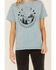 Youth in Revolt Women's Teal Mineral Wash Moon Phase Outdoor Graphic Tee, Teal, hi-res