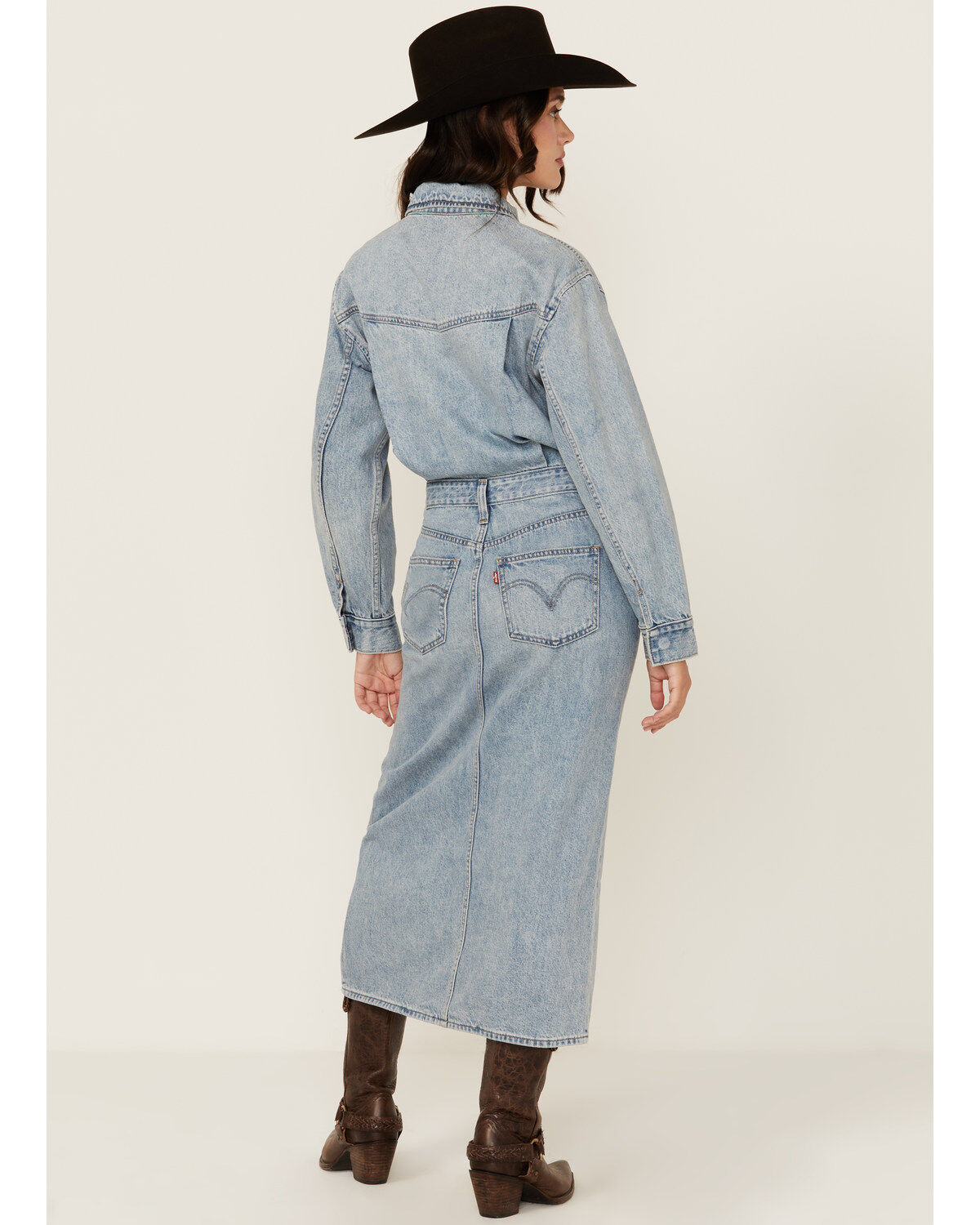 Image #4 - Levi's Premium Women's Light Wash Western Denim Midi Dress, Light Wash, hi-res