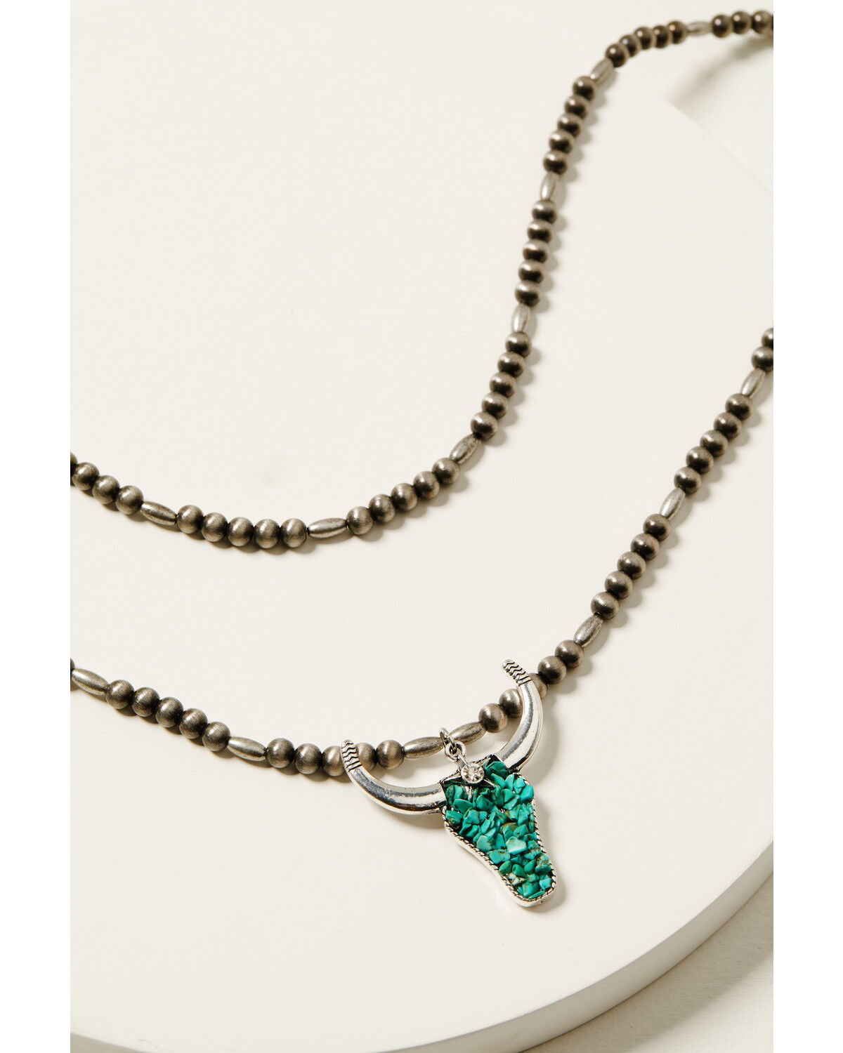 Shyanne Women's Navajo Bead and Star Steer Head Necklace, Turquoise, hi-res