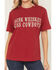 Image #3 - Shyanne Women's Drink Whiskey Kiss Cowboys Short Sleeve Graphic Tee, Burgundy, hi-res