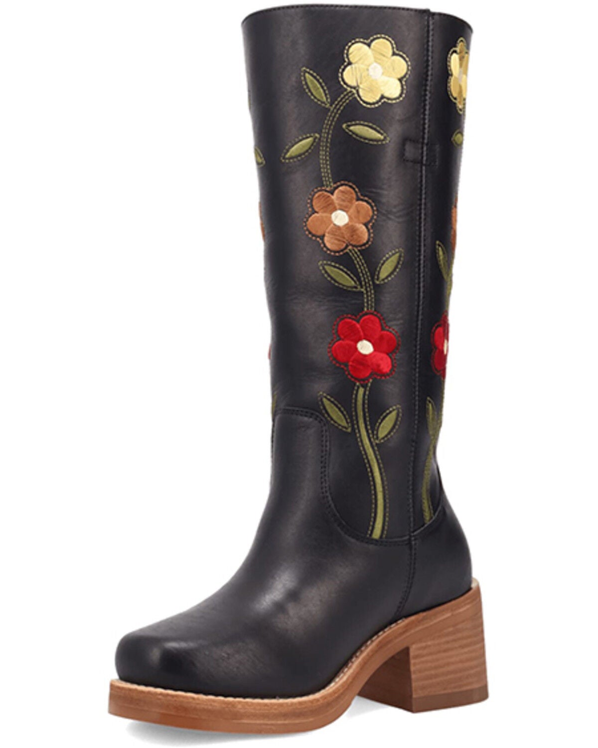 Image #3 - Dingo Women's Floral Bloom Fashion Boots - Round Toe, Black, hi-res