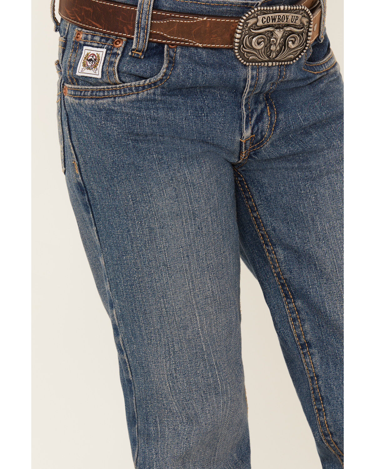 Image #2 - Cinch Boys' White Label Slim Straight Denim Jeans, Denim, hi-res
