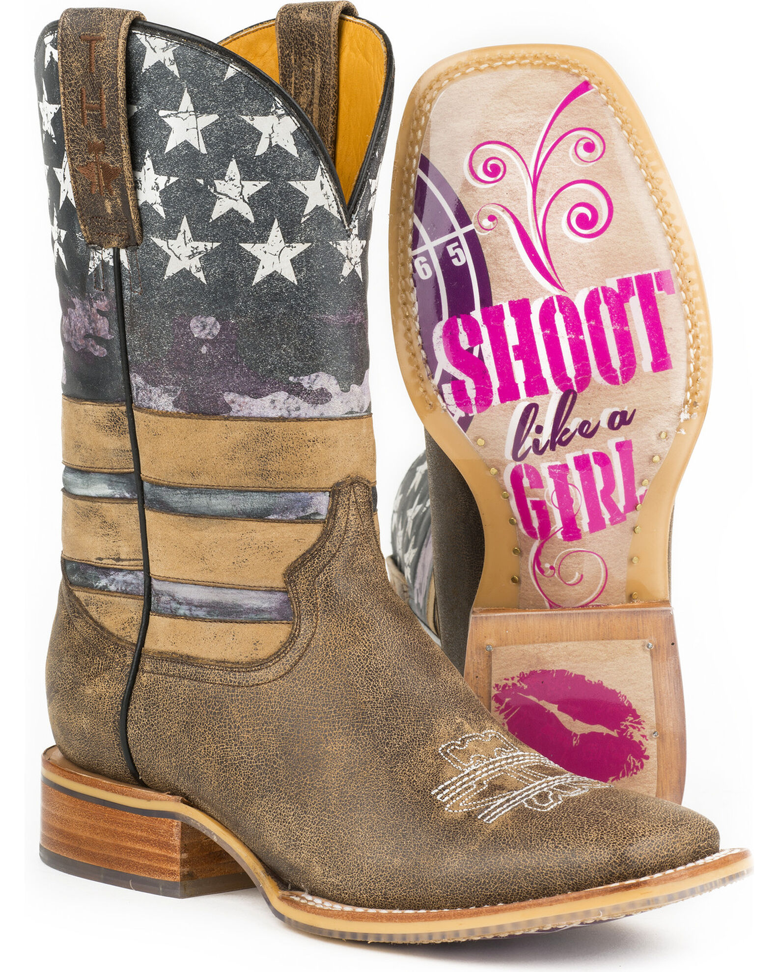 Tin Haul Women s American Woman Western Boots Broad Square Toe