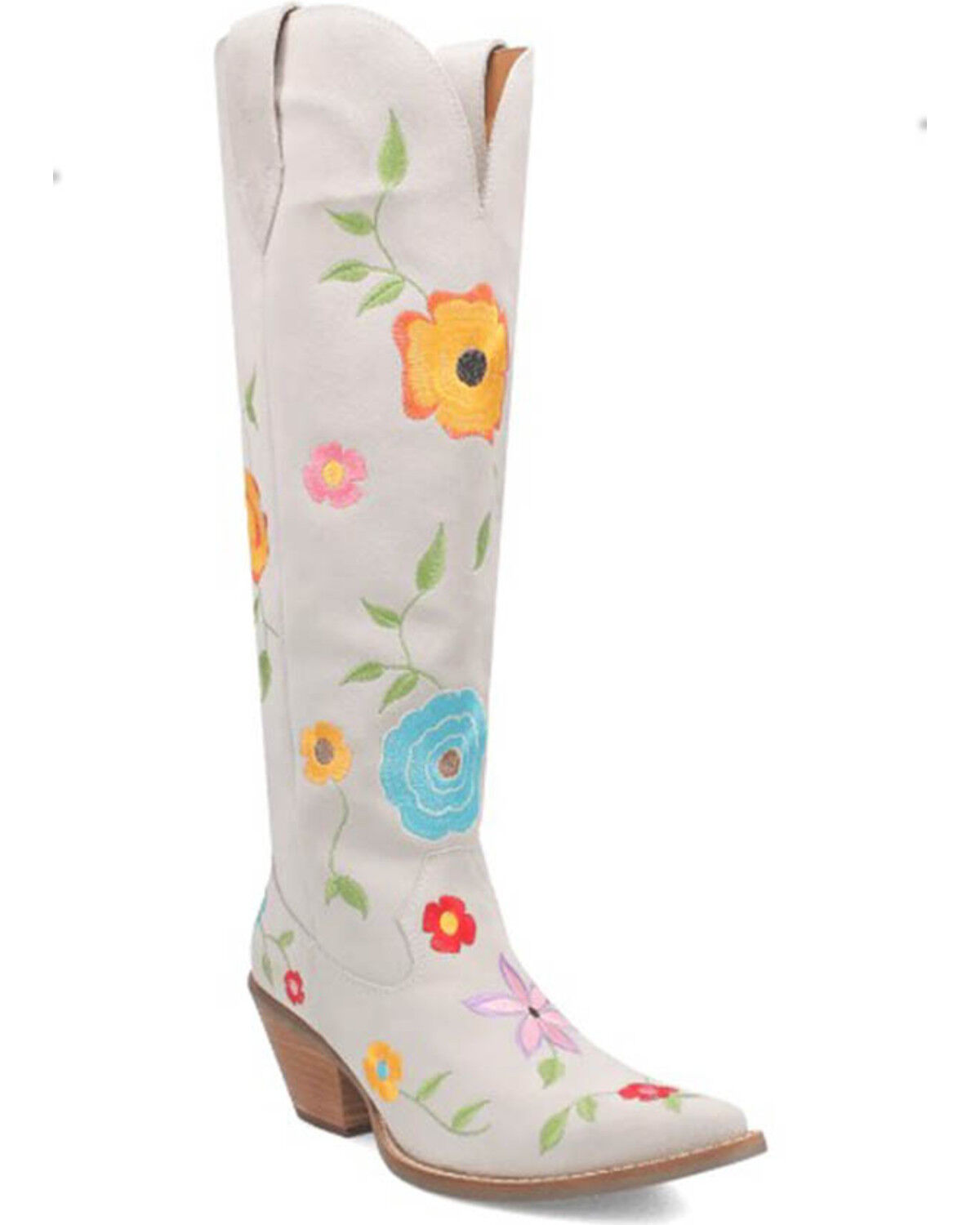 Image #1 - Dingo Women's Flower Power Suede Tall Western Boots - Snip Toe, , hi-res
