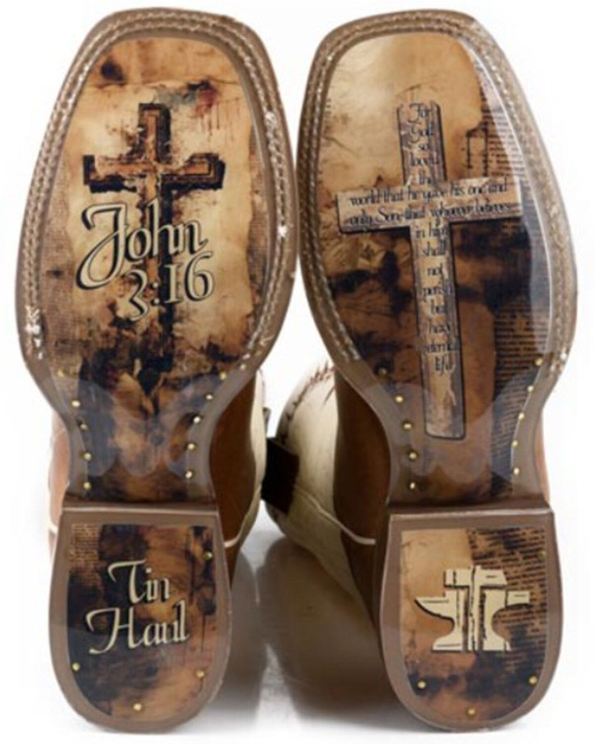 Image #2 - Tin Haul Men's Shoe Of Faith Western Boots - Broad Square Toe, Brown, hi-res