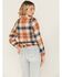 Image #4 - Cleo + Wolf Women's Embroidered Cropped Plaid Print Flannel Shirt, Lt Brown, hi-res