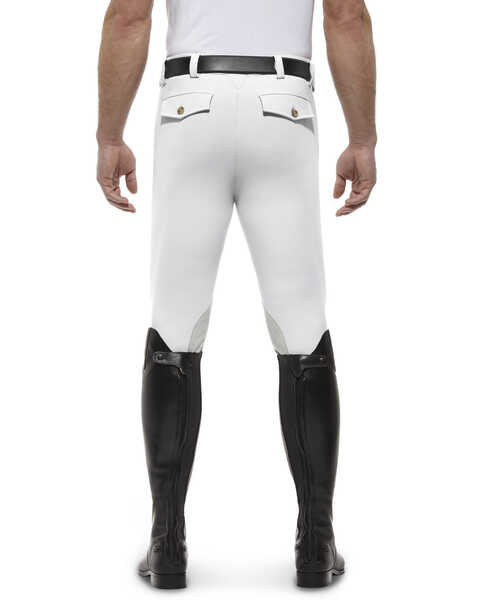 Image #1 - Ariat Men's Olympia Front Zip Knee Pad Riding Breeches, White, hi-res