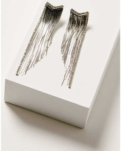 Wonderwest Women's Oblique Fringe Earrings, Silver, hi-res