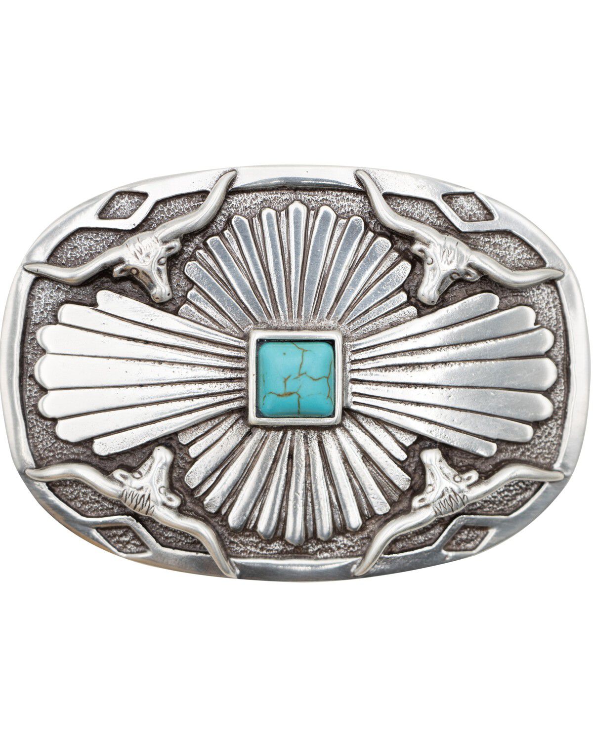 Image #1 - Cody James Kids' Long Horn Scalloped Buckle, Silver, hi-res