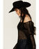 Image #2 - POL Women's Open Crochet Sweater, Black, hi-res