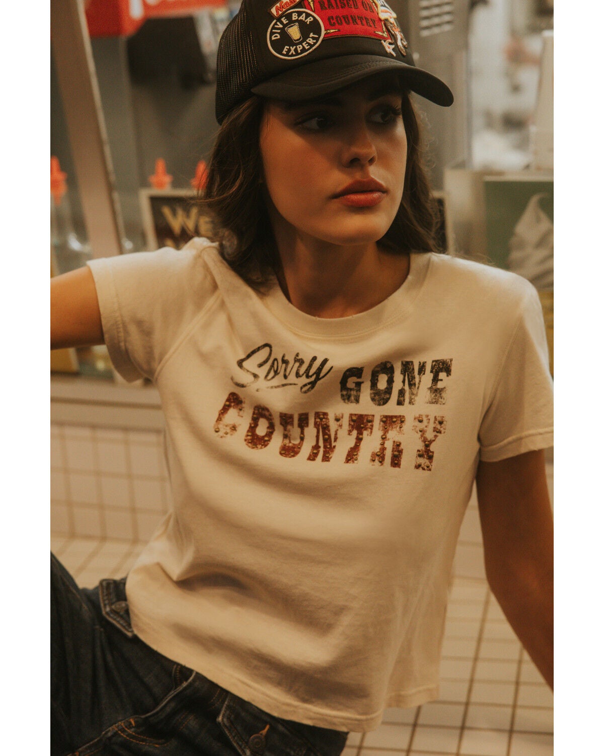 Idyllwind Women's Sorry Gone Country Short Sleeve Cropped Graphic Tee, Nude, hi-res