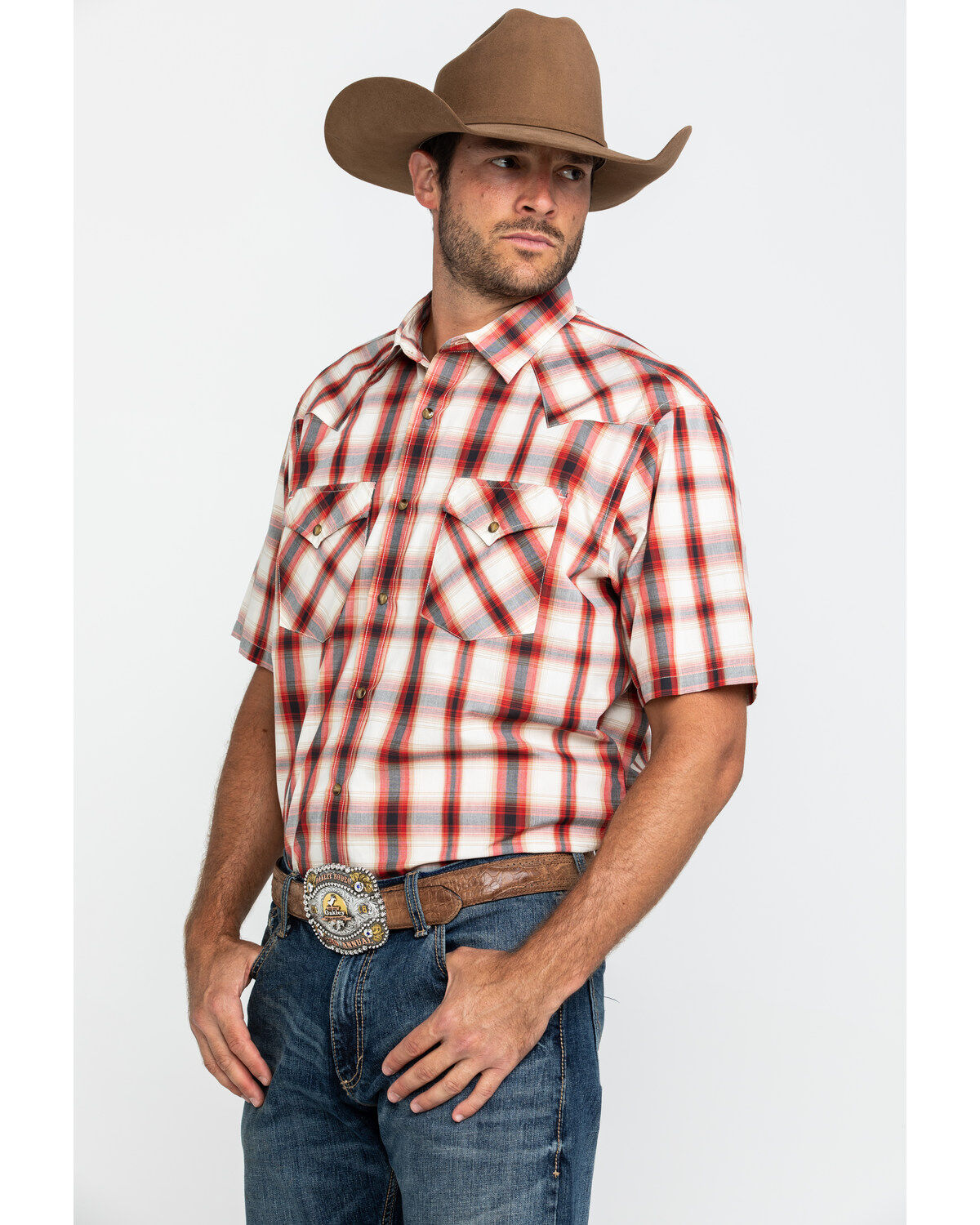 Image #3 - Pendleton Men's Frontier Plaid Print Short Sleeve Snap Western Shirt, , hi-res