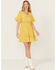 Image #1 - Wishlist Women's Solid Lace Trim Mini Dress, Mustard, hi-res