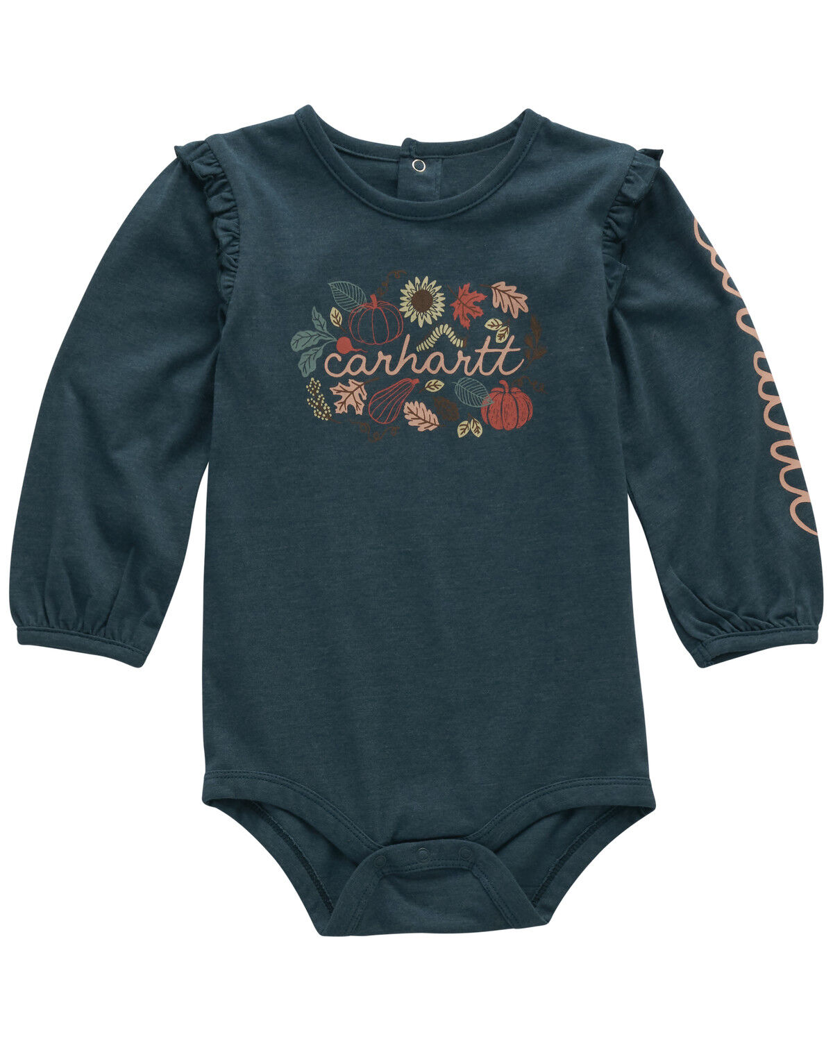 Image #1 - Carhartt Infant Girls' Fall Veggie Long Sleeve Onesie, Teal, hi-res