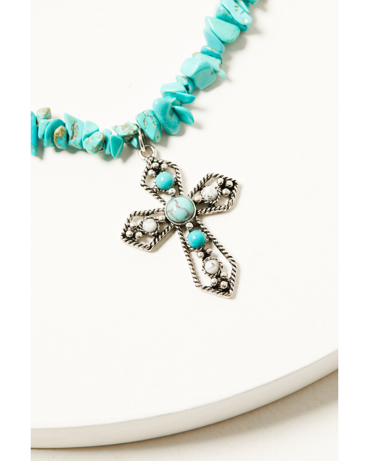 Image #2 - Shyanne Women's Stone Chip Cross Necklace and Earing Jewelry Set - 2 Piece, Turquoise, hi-res