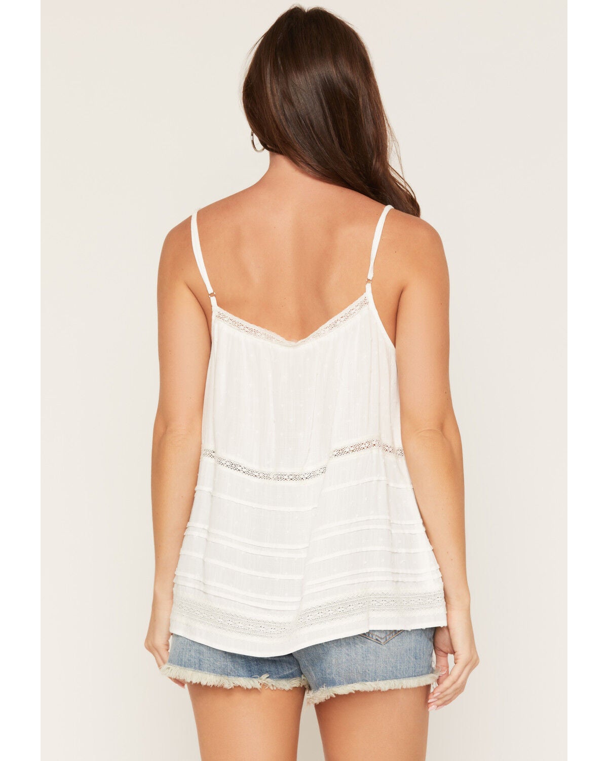 Image #4 - Lovestitch Women's Solid Lace Pleated Tank Top, White, hi-res