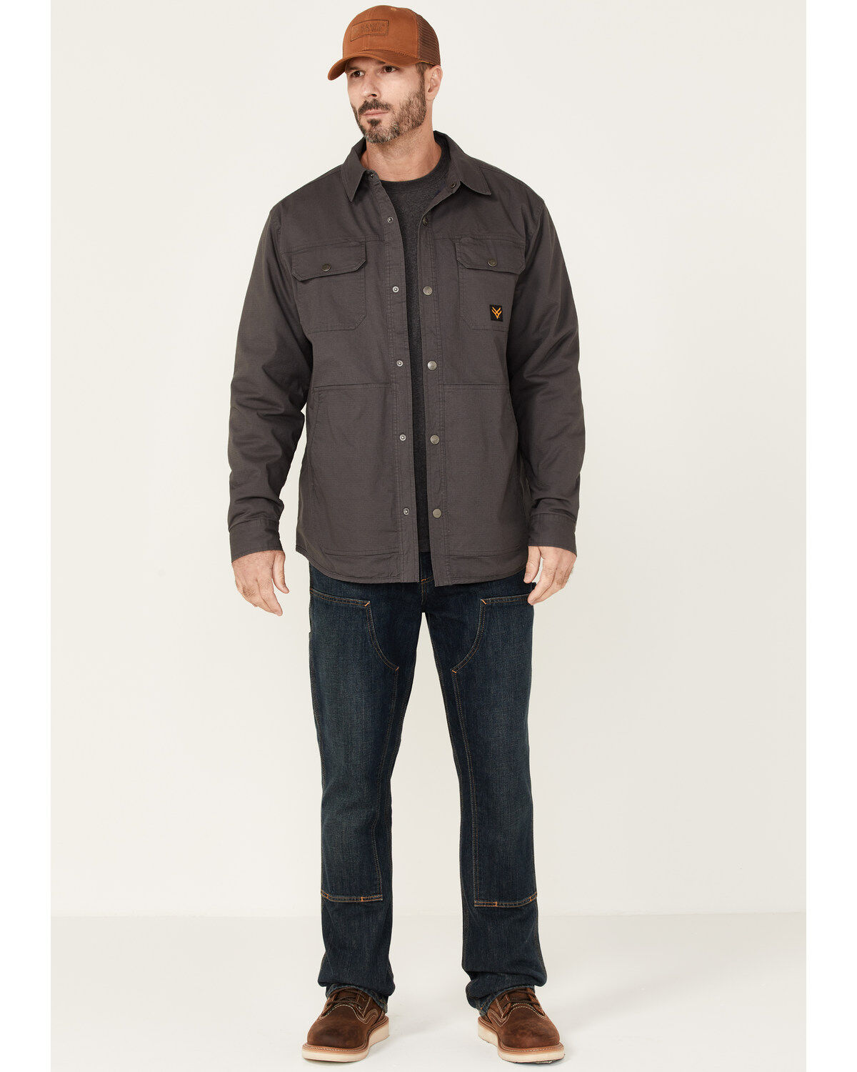 Image #2 - Hawx Men's Gordon Stretch Ripstop Snap-Down Work Shirt Jacket, Charcoal, hi-res